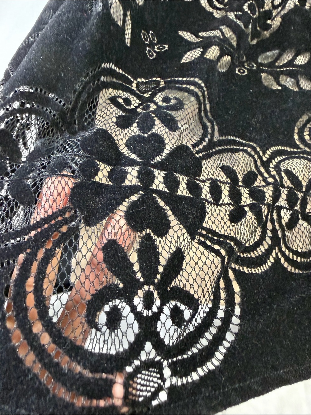 Tommy Hilfiger Black Lace Overlay Dress with Nude Underlay - Picture 7 of 15